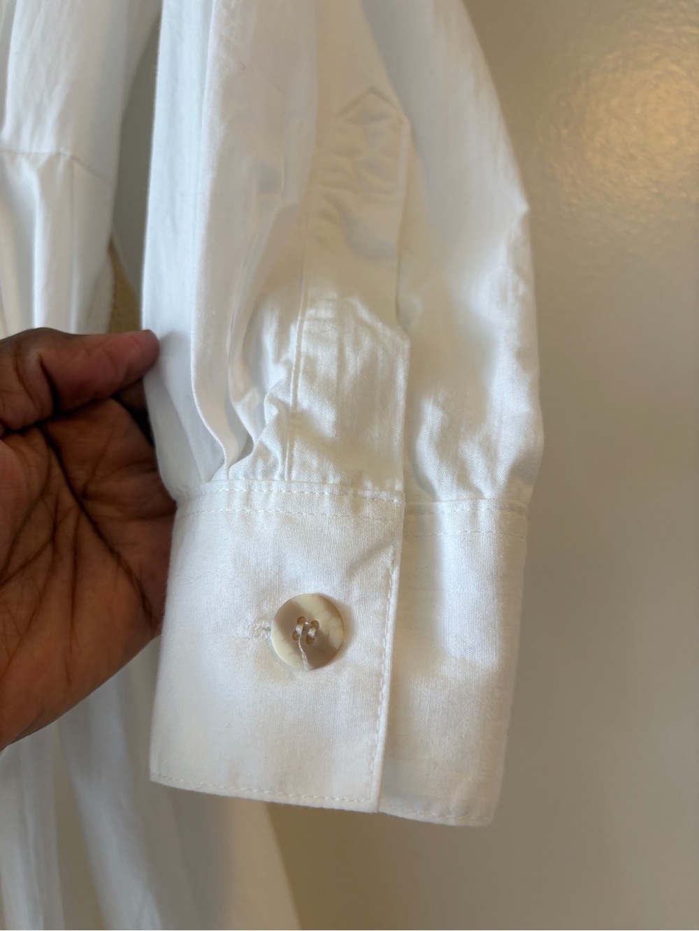 Vintage Town & Country White Cotton Shirt Dress With Shoulder Pads, Belt Size 14 - Picture 7 of 14